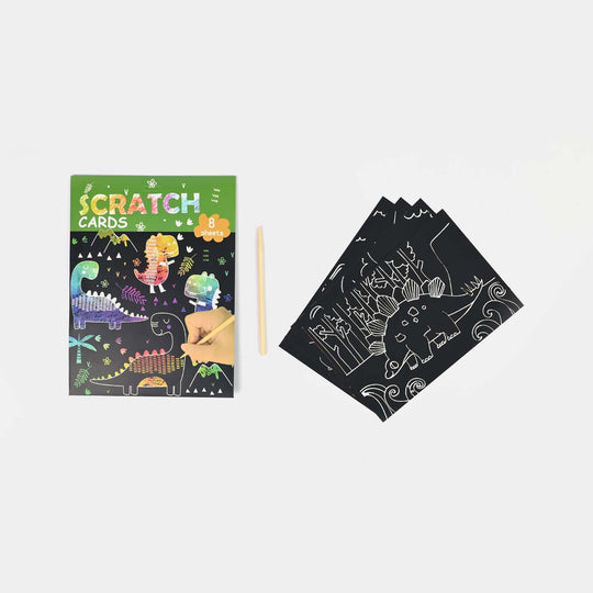 Dinosaur-Themed Scratch Art Cards – 8 Sheets