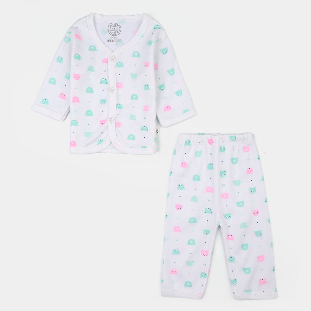 Infant Unisex Winter Suit 4Pcs Bear Face-Green