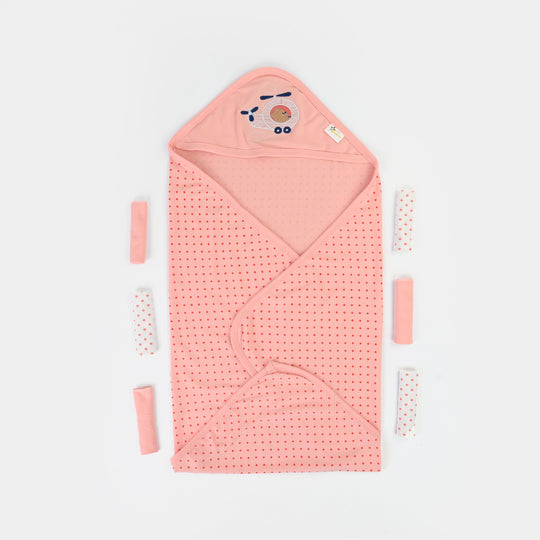 Baby Hooded Wrapping Sheet + 6Pcs Washcloths