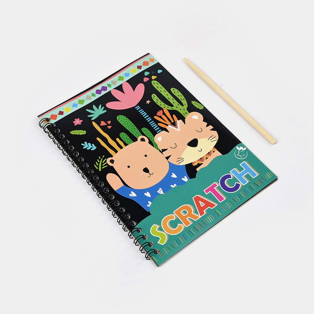 Rainbow Scratch Notepad – Bear, Tiger & Cactus Design