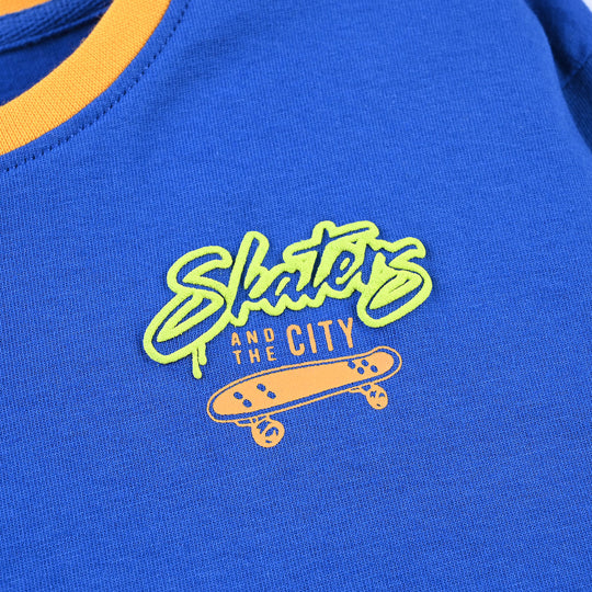 Boys Cotton Jersey T-Shirt F/S Skaters-C.Blue