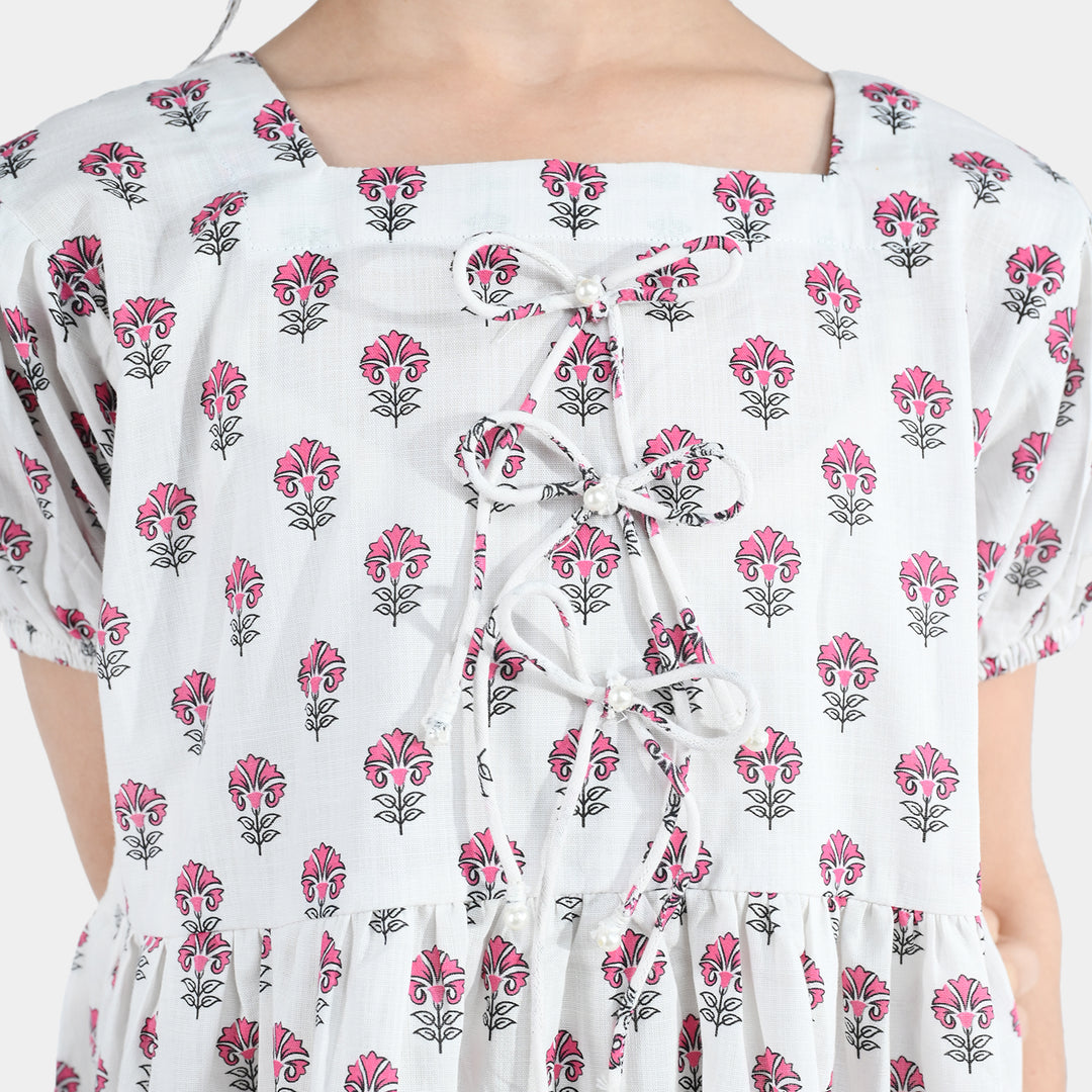 Girls Cotton Printed Frock Paradise-Multi