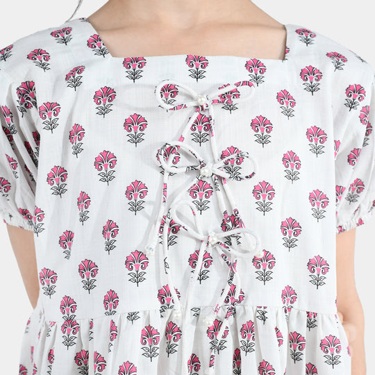 Girls Cotton Printed Frock Paradise-Multi