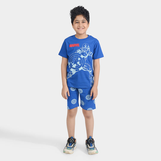 Boys Poly Cotton Jersey Knitted Nightwear-C.Blue