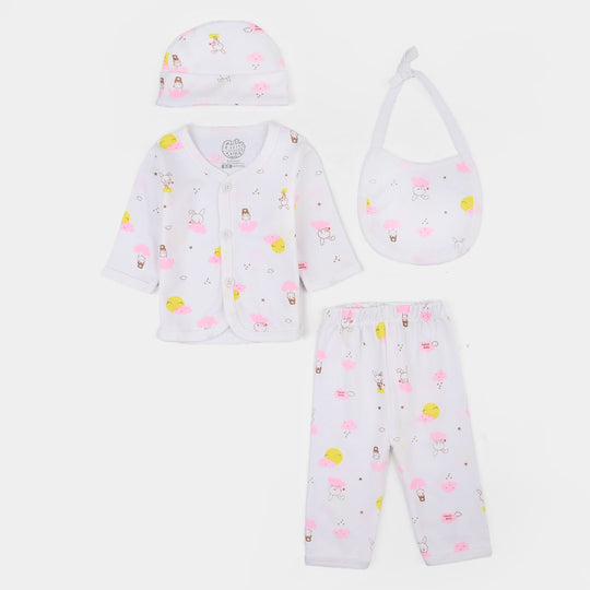 Infant Unisex Winter Suit 4Pcs Bunny-Pink