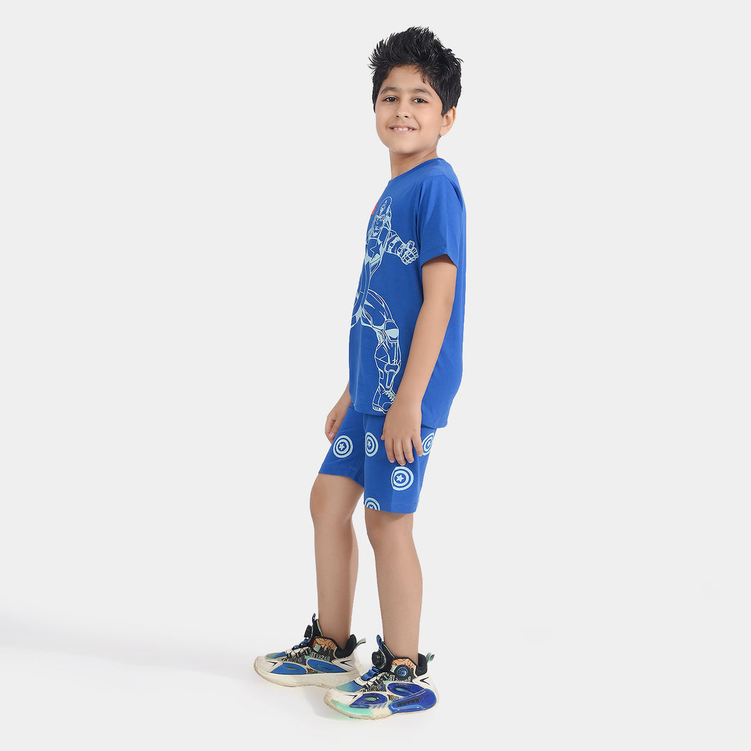 Boys Poly Cotton Jersey Knitted Nightwear-C.Blue