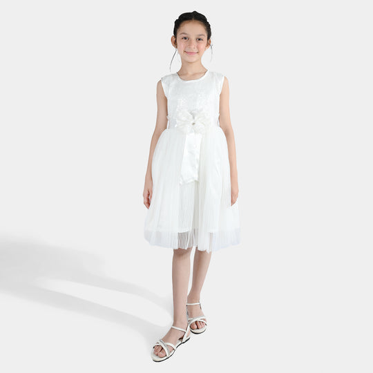 Girls Sequence Fancy Frock Angel-WHITE
