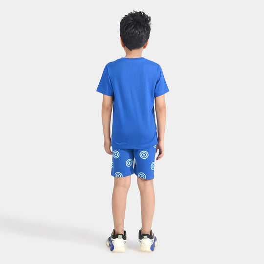 Boys Poly Cotton Jersey Knitted Nightwear-C.Blue