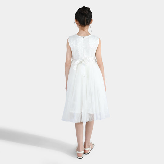 Girls Sequence Fancy Frock Angel-WHITE