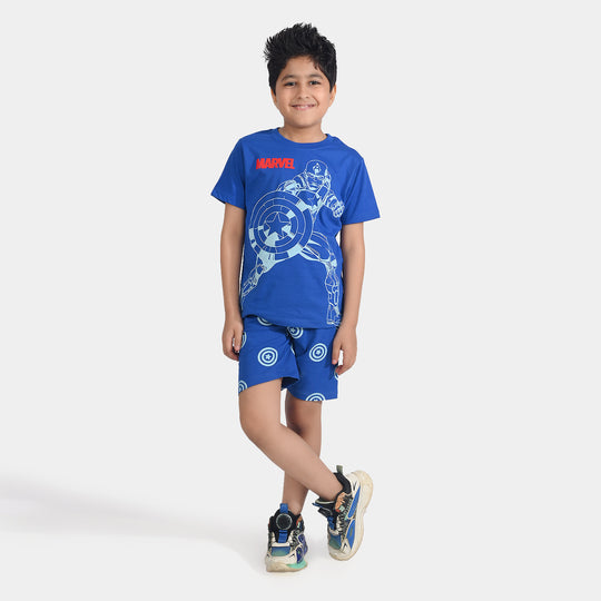 Boys Poly Cotton Jersey Knitted Nightwear-C.Blue