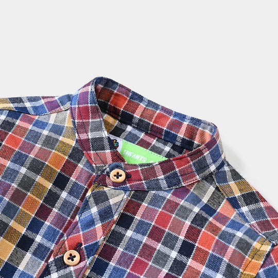 Infant Boys Flannel Basic Casual Shirt (Smiley)-L/BROWN