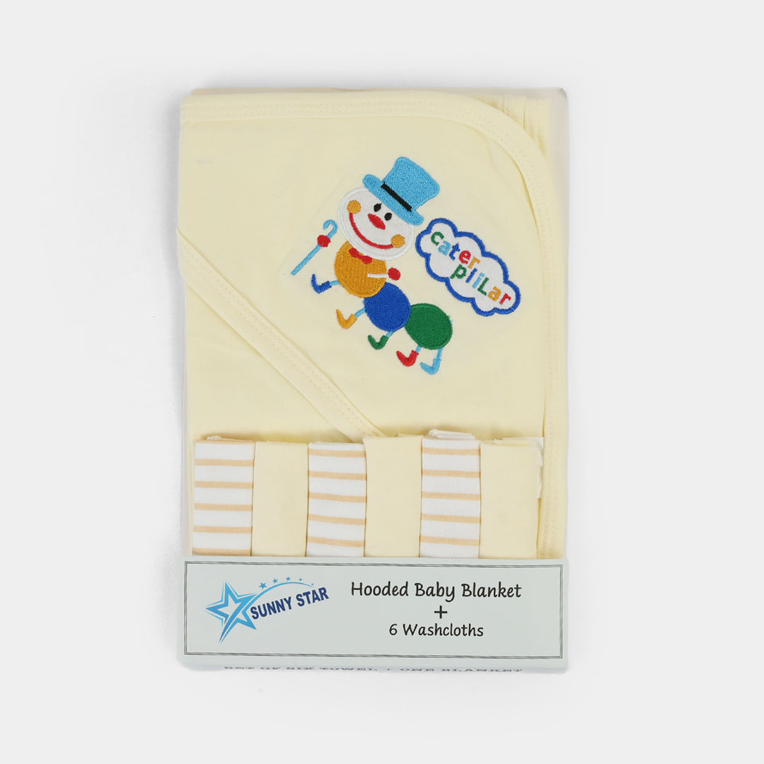 Baby Hooded Wrapping Sheet + 6Pcs Washcloths