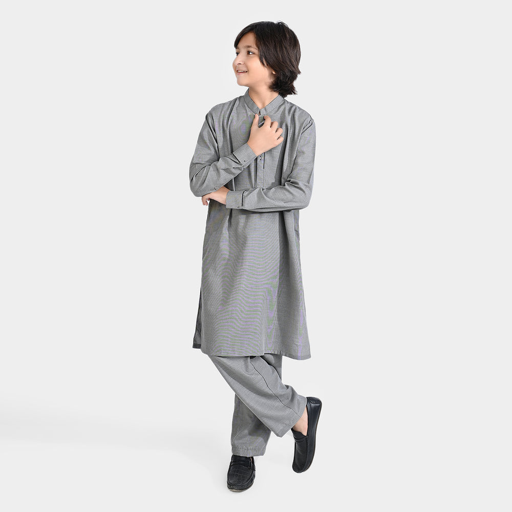 Boys Poly Viscose Shalwar Suit (Blended)-GREY