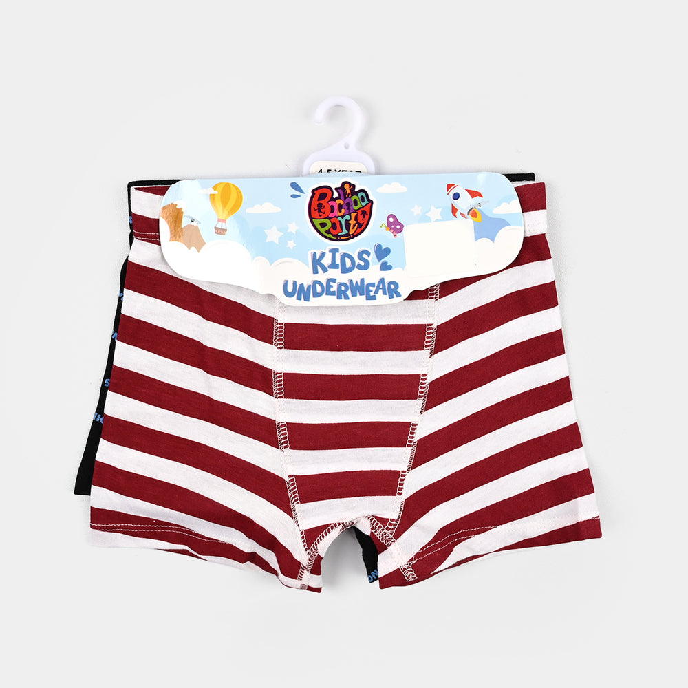 Boys Cotton Jersey  Boxer-Stripe & Character AOP-Black.Maroon