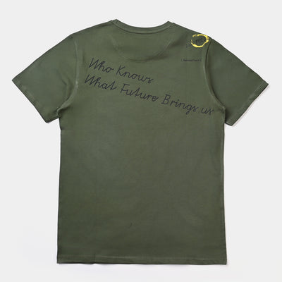 Teens Boys Cotton Jersey Tees H/S New Things-Olive
