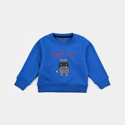 Infant Boys Cotton Terry Sweatshirt Hippo Day-Blue