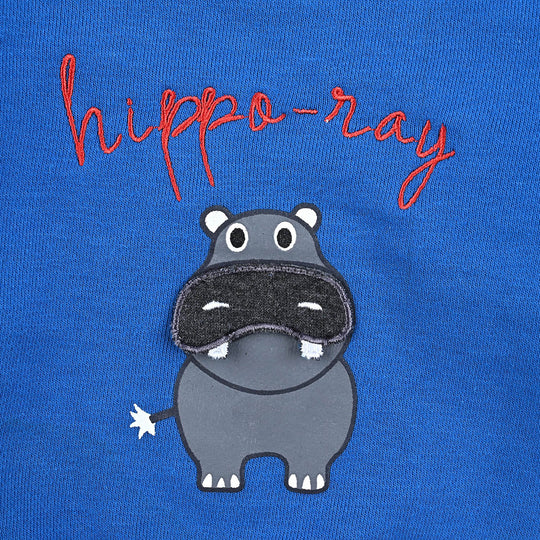 Infant Boys Cotton Terry Sweatshirt Hippo Day-Blue