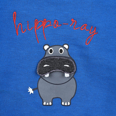 Infant Boys Cotton Terry Sweatshirt Hippo Day-Blue