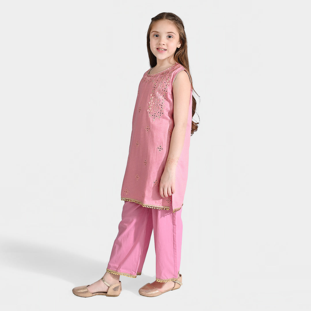 Girls Jacquard 2 pcs Glitter - T.Pink