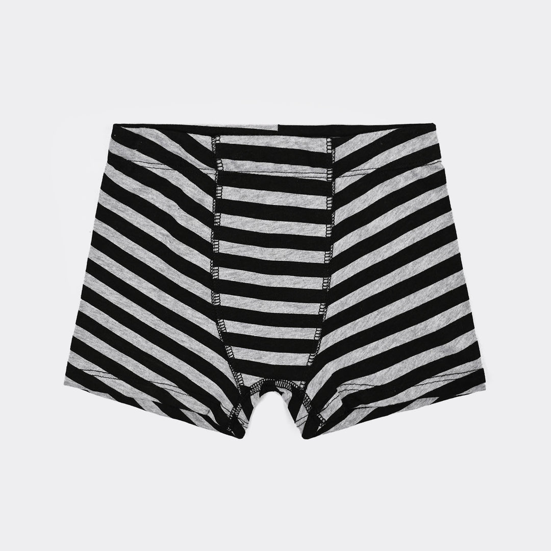 Boys Cotton Jersey Boxer-Basic & Stripe-Black.Beige