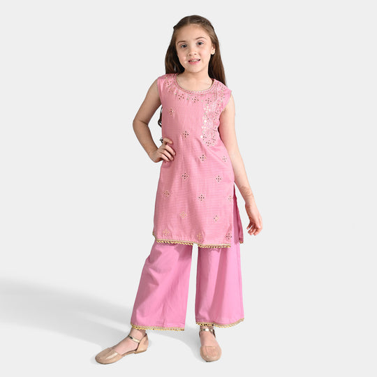 Girls Jacquard 2 pcs Glitter - T.Pink