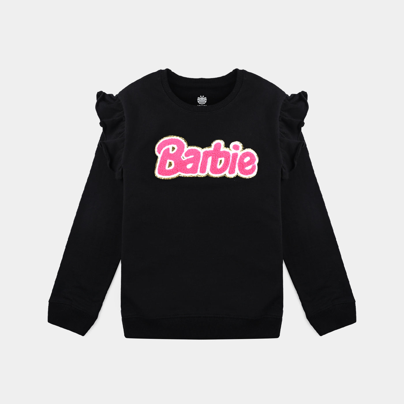 Girls Cotton Terry Sweatshirt-Jet Black