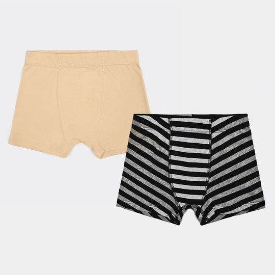 Boys Cotton Jersey Boxer-Basic & Stripe-Black.Beige