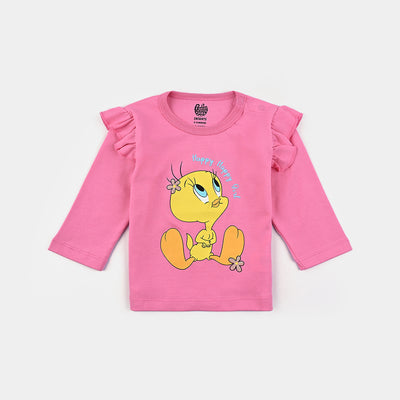 Infant Girls Cotton Jersey T-Shirt Character -Pink