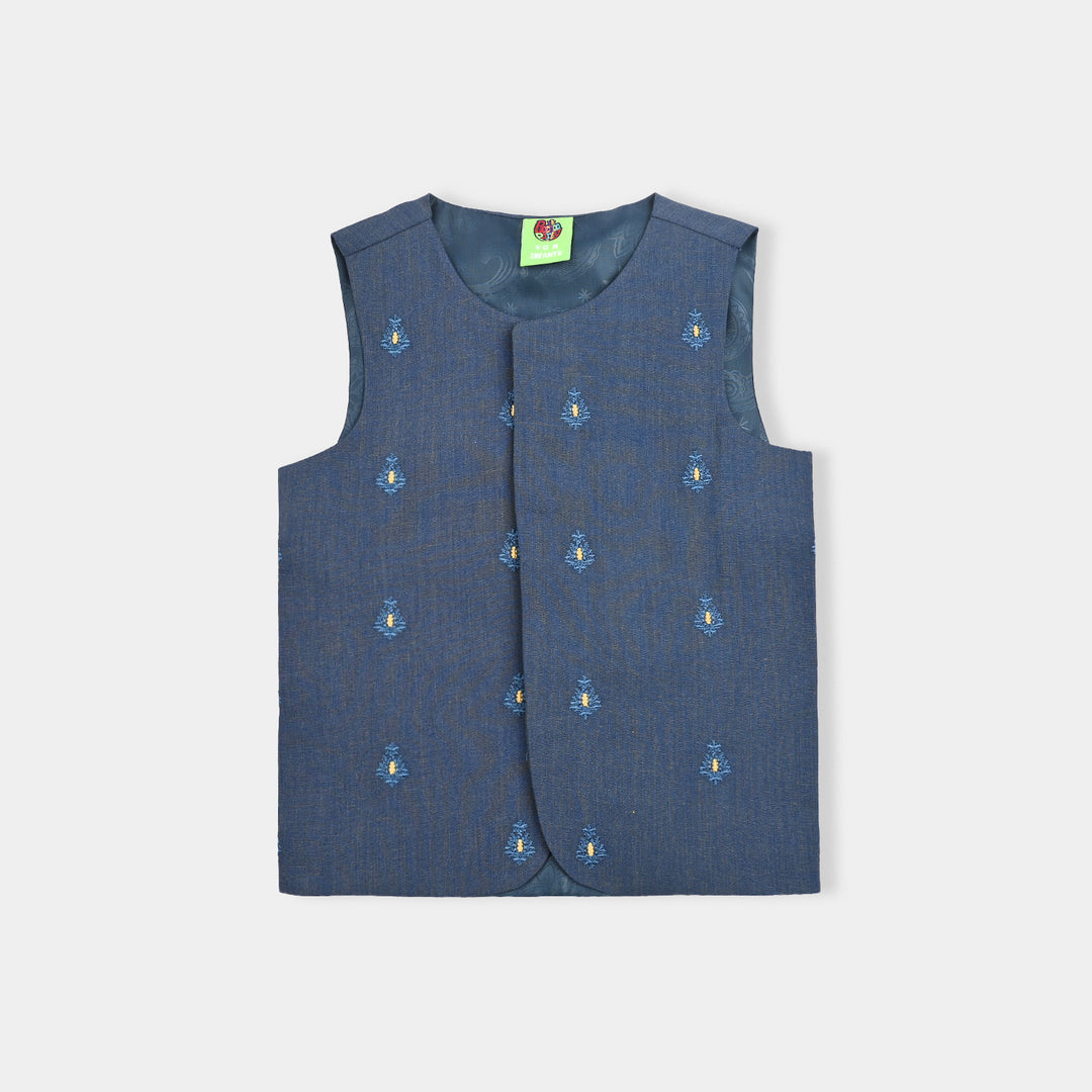 Infant Boys Poly Viscose 3 Piece Suit (Monotone)-Blue