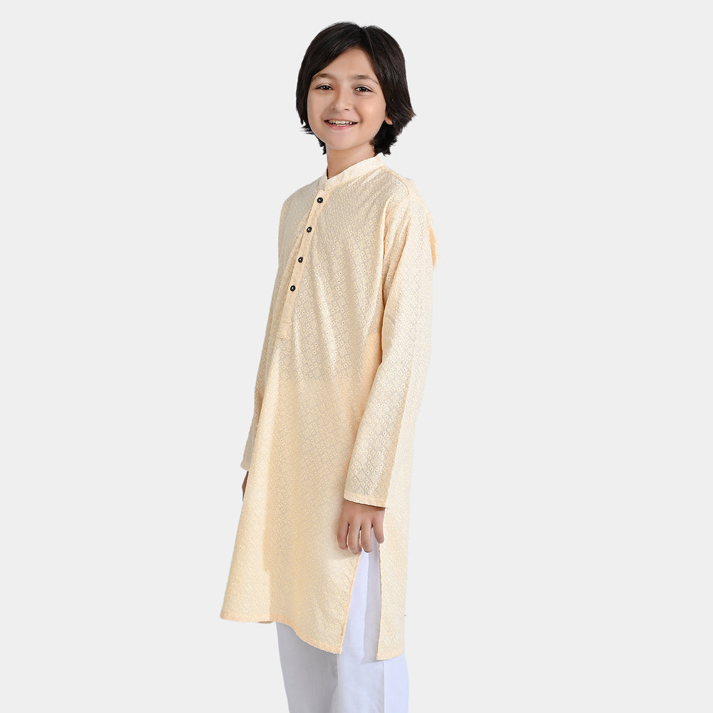 Boys Chicken Kari Basic Kurta-OFF-White