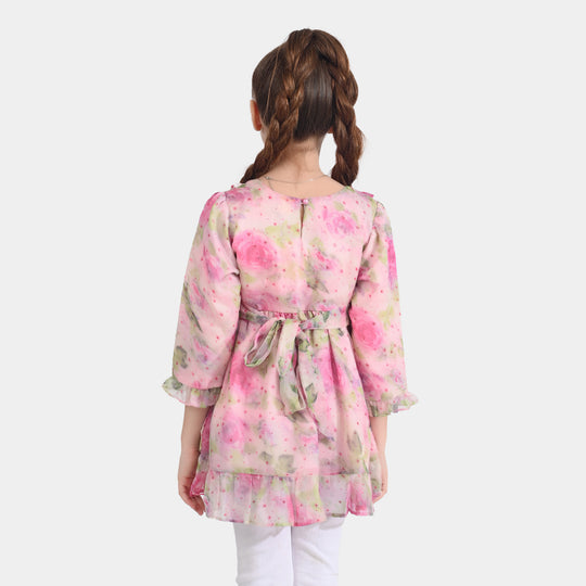 Girls Chiffon Casual Frock Neon Star-Multi