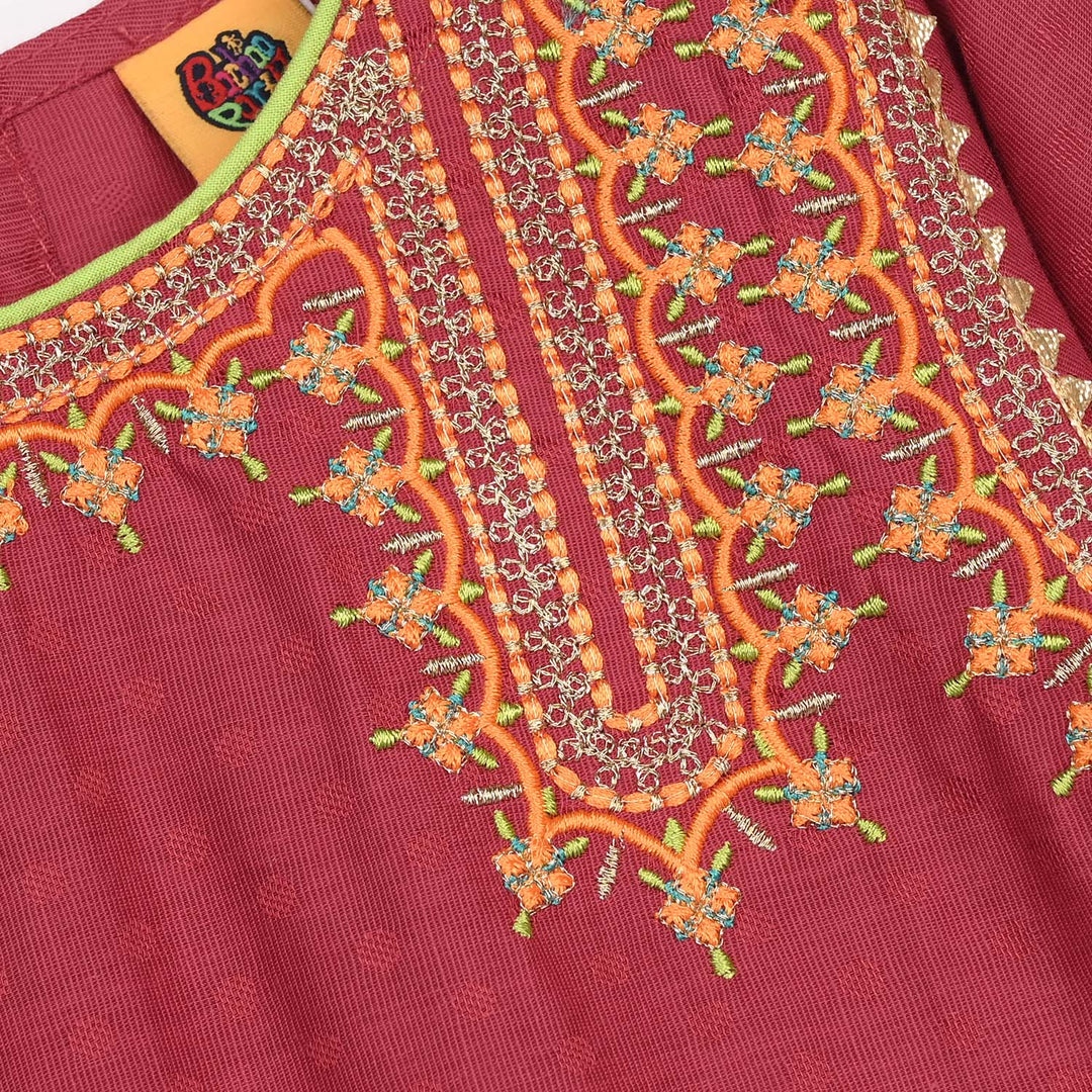 Girls Viscose 3-Piece Set (Falak) - Magenta