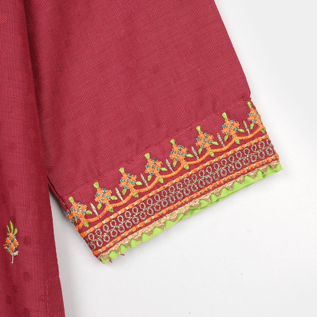 Girls Viscose 3-Piece Set (Falak) - Magenta