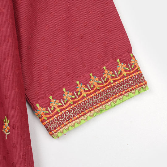 Girls Viscose 3-Piece Set (Falak) - Magenta