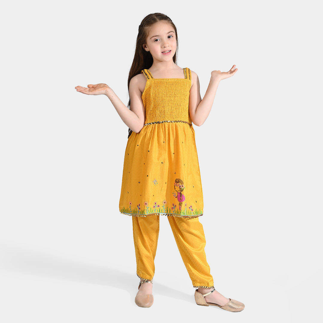 Girls Jacquard 2 pcs Little Garden - Mustard