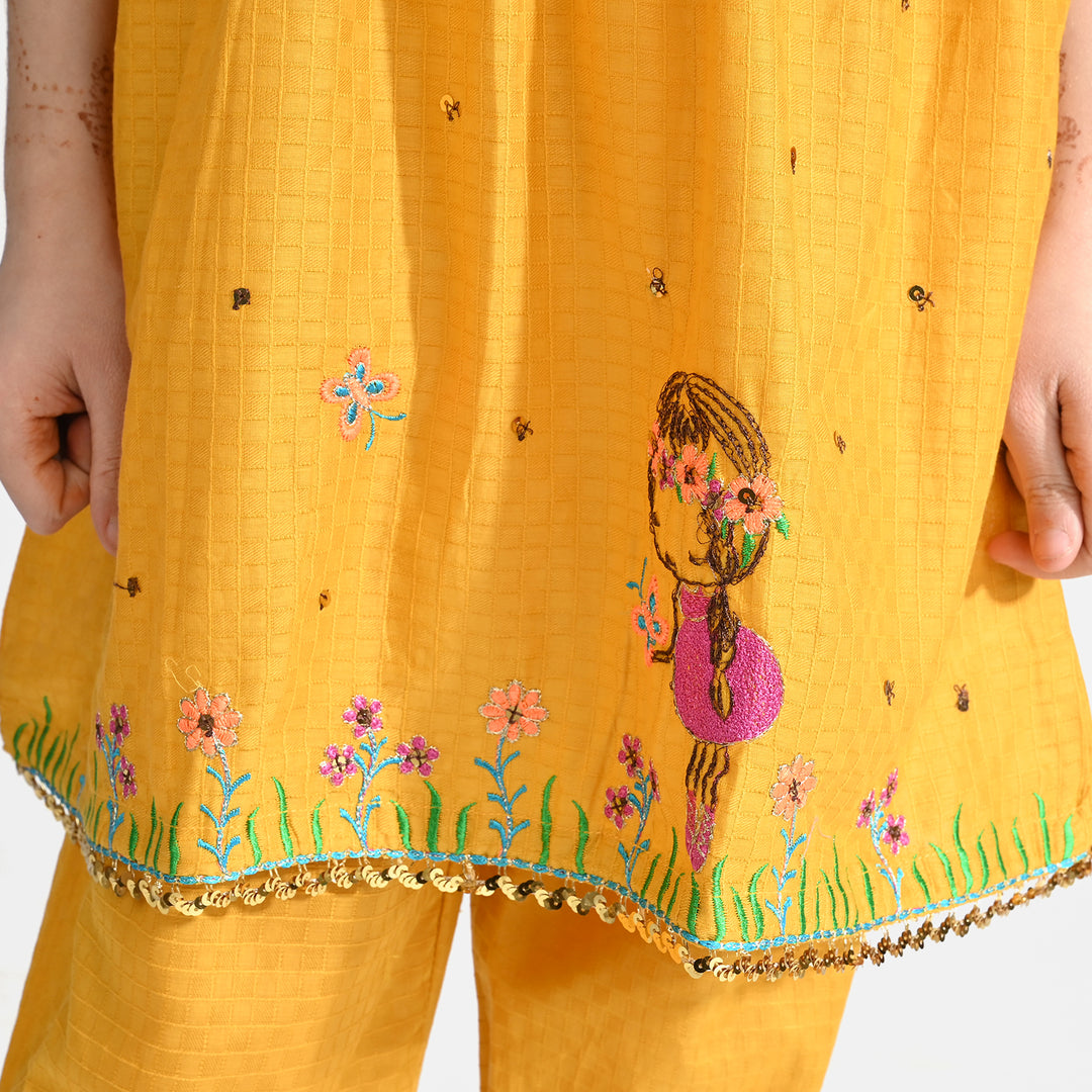 Girls Jacquard 2 pcs Little Garden - Mustard