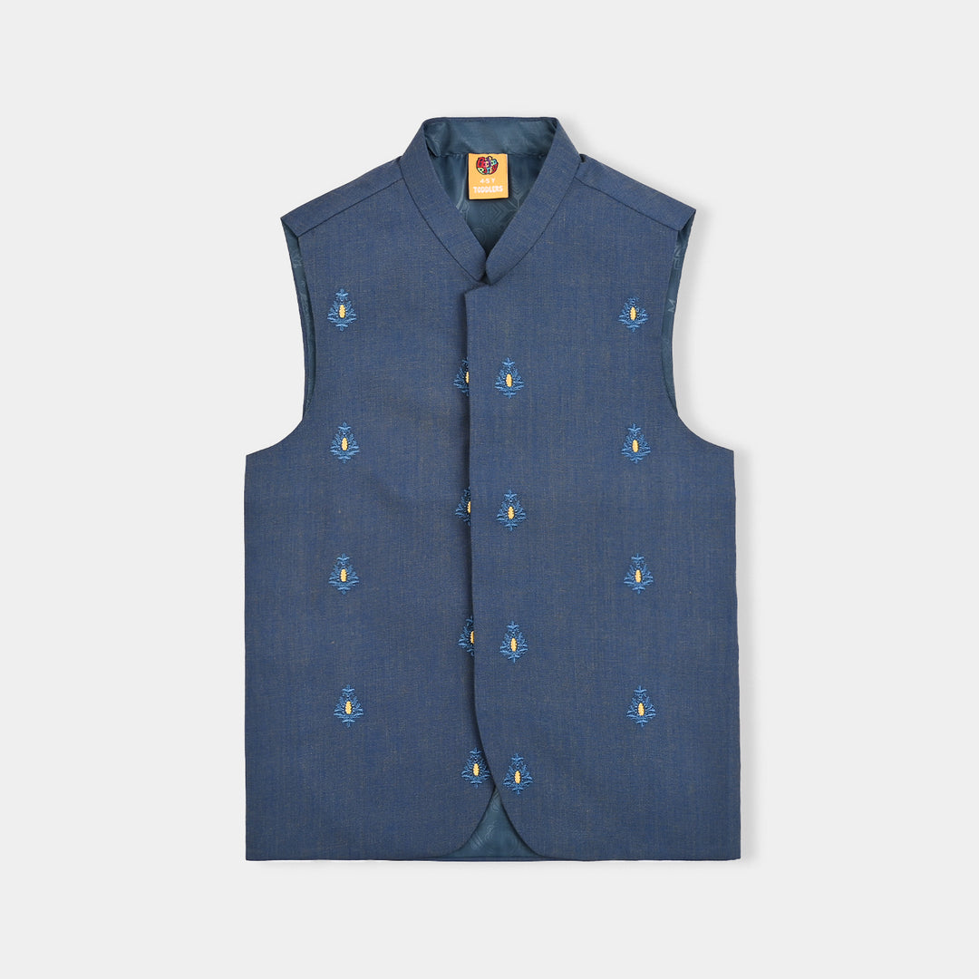 Boys Poly Viscose 3 Piece Suit (Monotone)-Blue