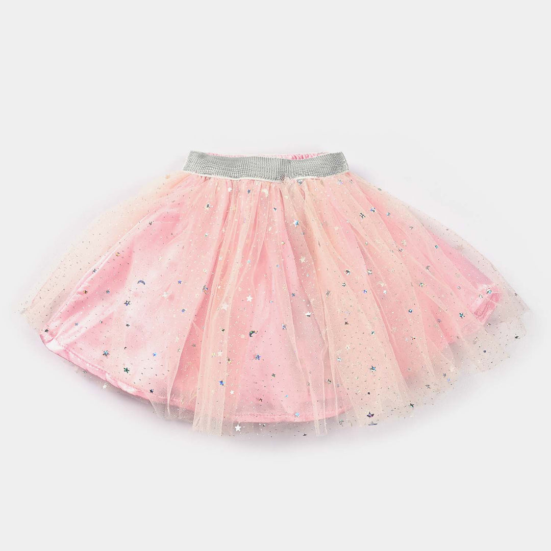 Infant Girls Net Skirt Fancy Stars-Peach