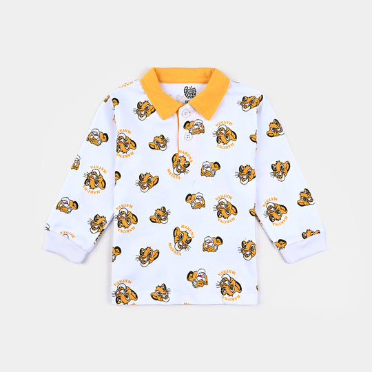 Infant Boys Cotton Polo - White/Yellow