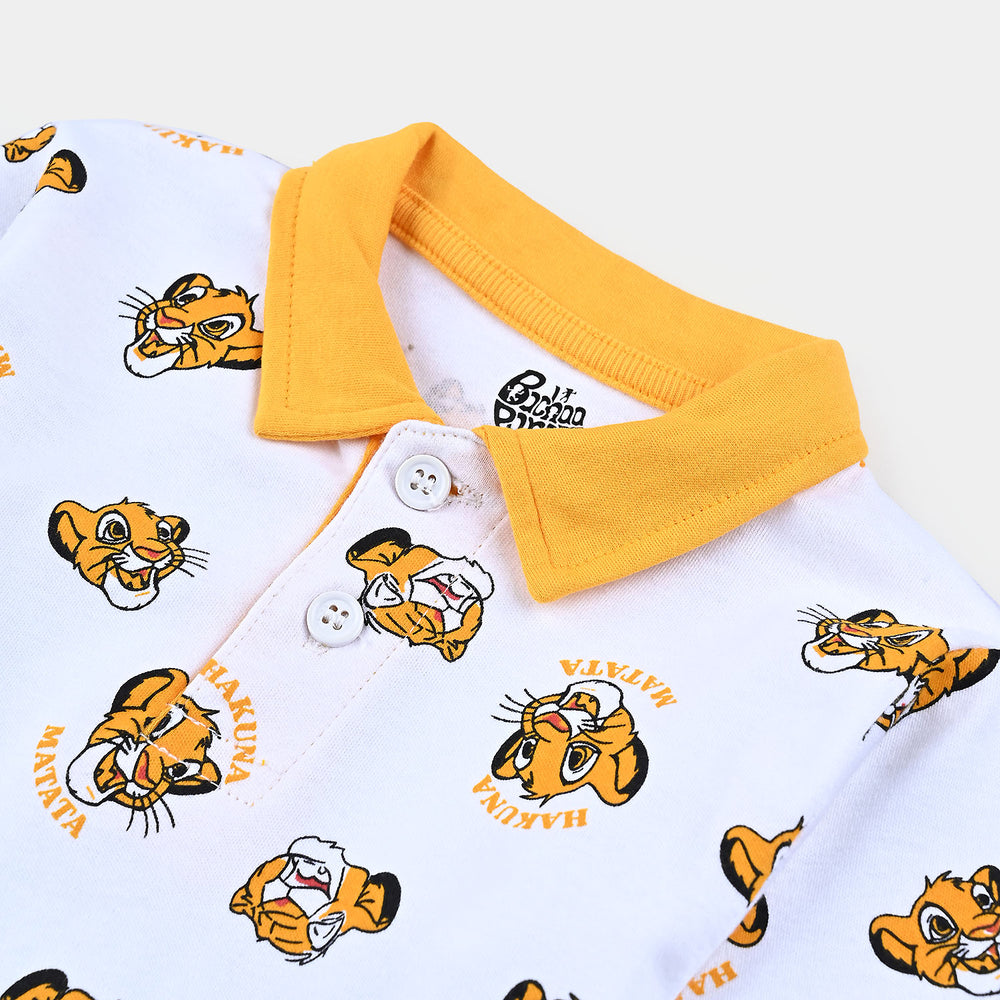 Infant Boys Cotton Polo - White/Yellow