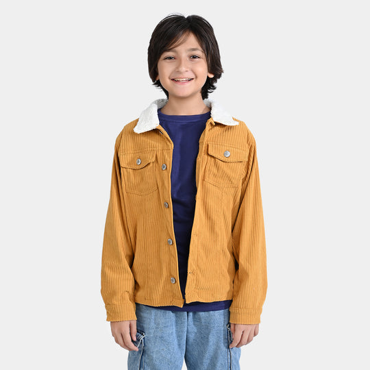 Boys Corduroy Woven Jacket-Musturd