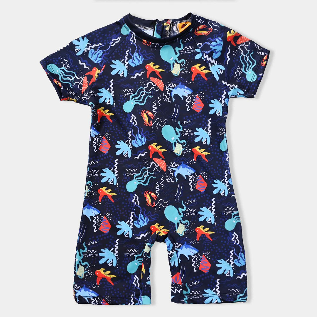 Boys Nylon Swimming Jumper Octopus-NAVY