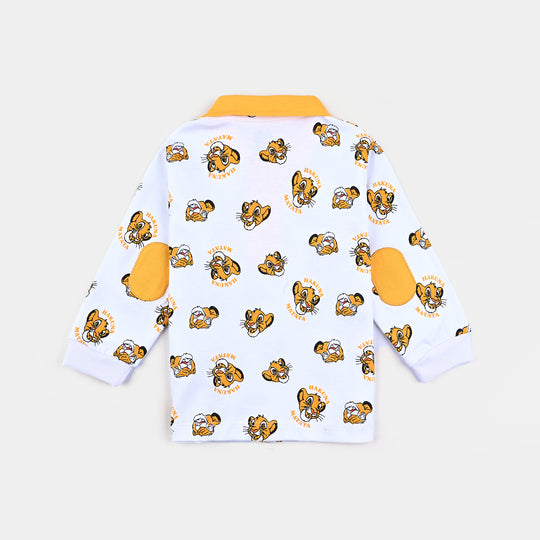 Infant Boys Cotton Polo - White/Yellow