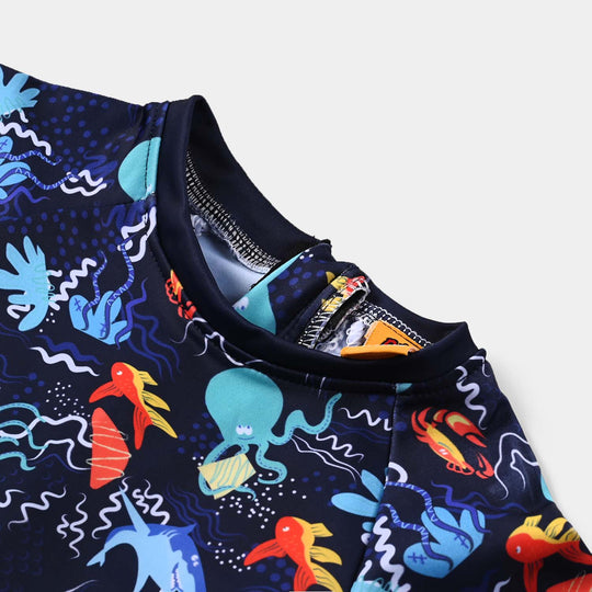 Boys Nylon Swimming Jumper Octopus-NAVY