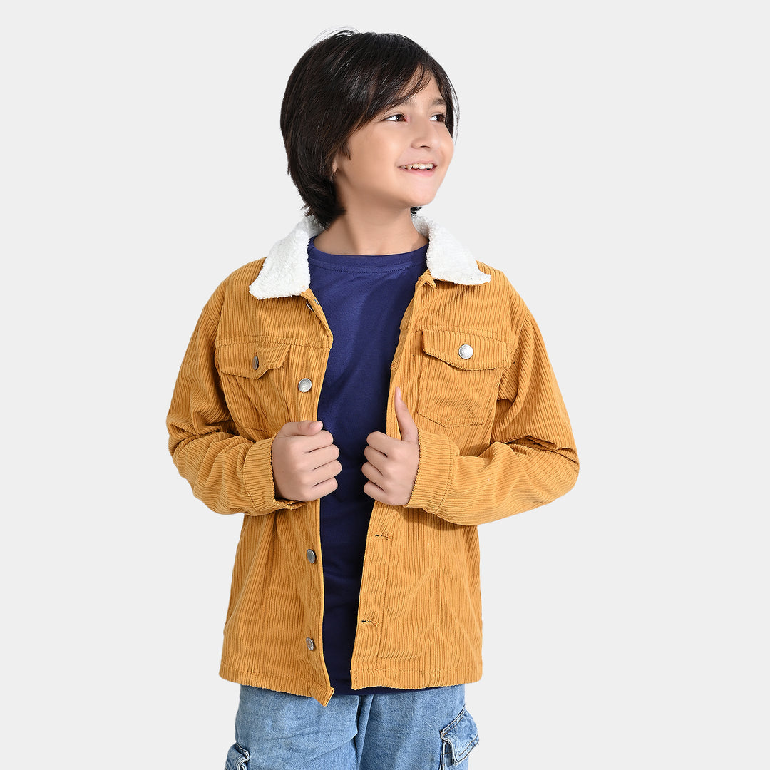 Boys Corduroy Woven Jacket-Musturd