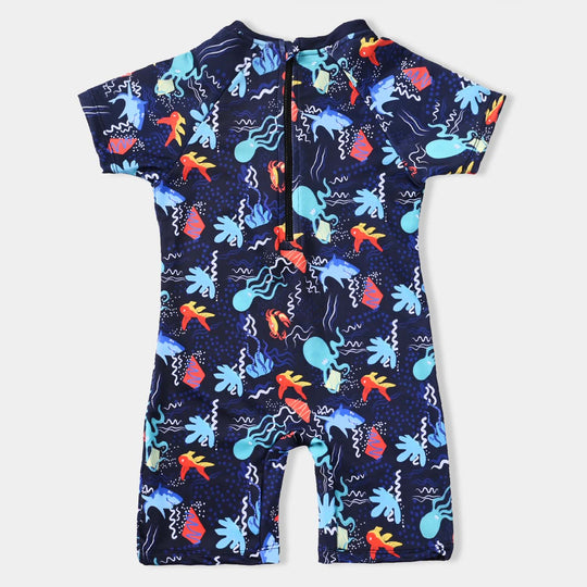 Boys Nylon Swimming Jumper Octopus-NAVY