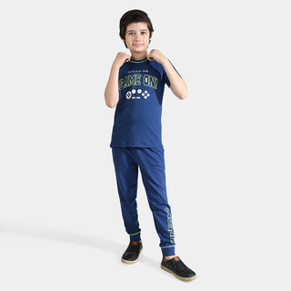 Boys Jersey/Terry 2 Piece Suit Game On-Navy Blue