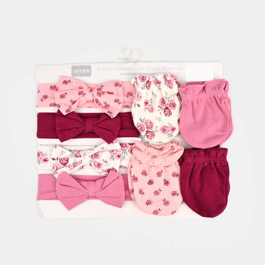 8-Piece Baby Headband & Mittens Set