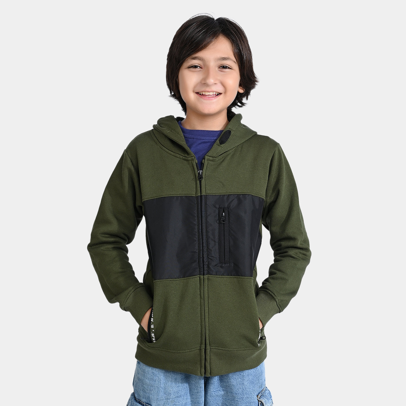 Boys Fleece Knitted Jacket 360 Degree-Rifle.Green