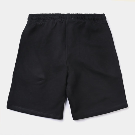 Teens Boys Lycra Terry Knitted Short Basic-Jet Black